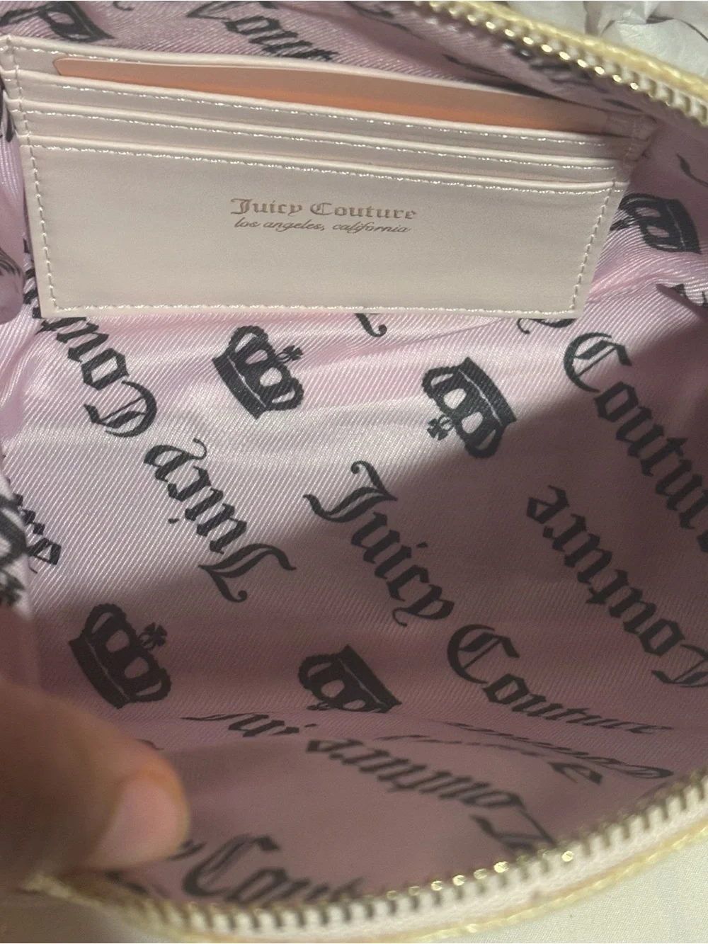 Juicy Couture Paradise Triangle Woven Gusset Pouch Set - Cream
